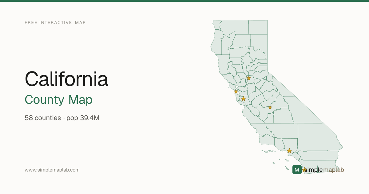 California County Map With Cities: All 58 Counties | SimpleMapLab